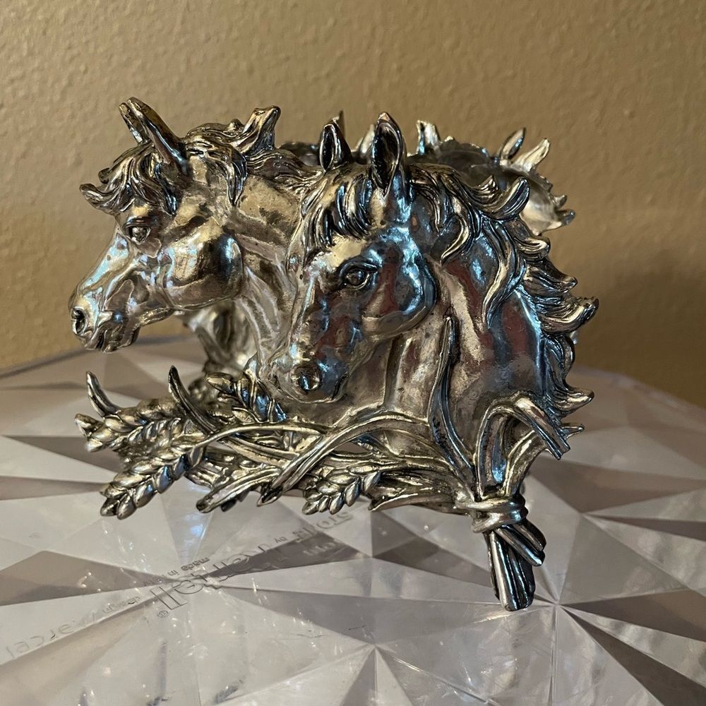 Arthur Court Silver Double Sided Rare HTF Wild Horses Napkin Holder